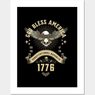 God Bless America Eagle 1776 Posters and Art